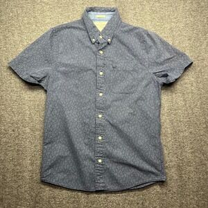 Abercrombie & Fitch Shirt Mens Medium Blue White Geometric Muscle Fit Button